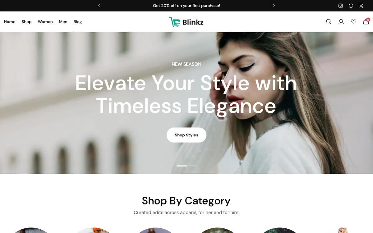 Luxe demo store on desktop